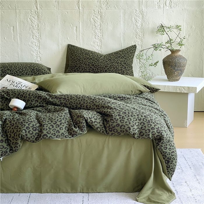 91家纺网 家纺一手货源 找家纺 佰亿莱 2026新款棉麻双层纱四件套 豹纹