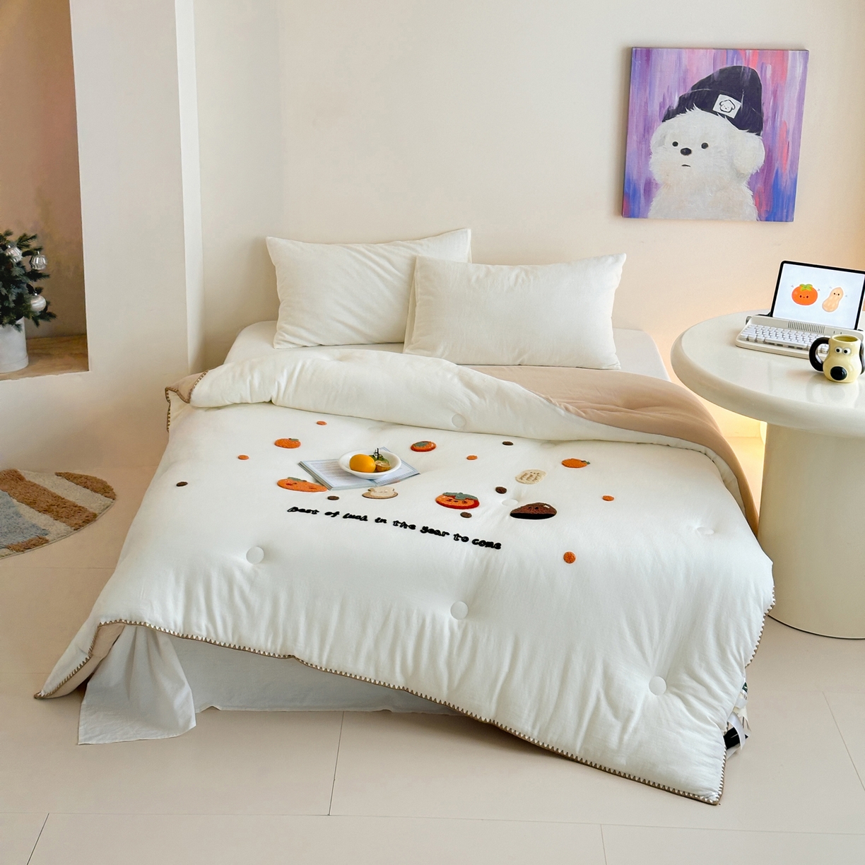 91家纺网 家纺一手货源 找家纺 （总）一加一 2025新款全棉双层皱皱纱毛巾绣抗菌大豆被芯