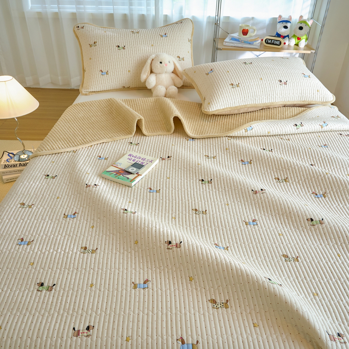 91家纺网 家纺一手货源 找家纺 X猫先生 2025新品棉加绒床盖一面全棉一面牛奶绒床盖炕盖加厚床单床垫四季款 星星柯基（A棉B绒）