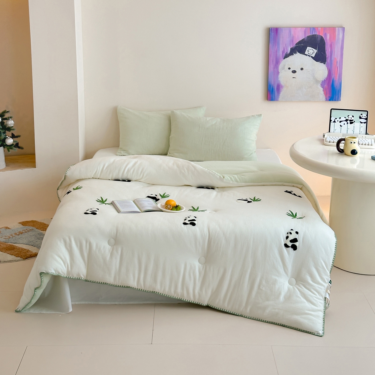 91家纺网 家纺一手货源 找家纺 （总）一加一 2025新款全棉双层皱皱纱毛巾绣抗菌大豆被芯