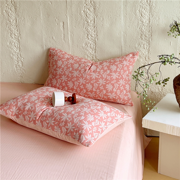 91家纺网 家纺一手货源 找家纺 佰亿莱 2026新款棉麻双层纱四件套 茉莉-粉