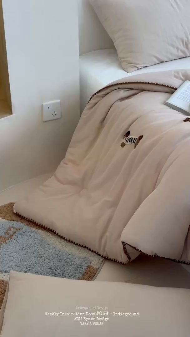 91家纺网 家纺一手货源 找家纺 一加一 2025新款全棉双层皱皱纱毛巾绣抗菌大豆被芯 腊肠狗