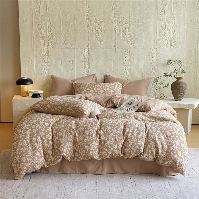 佰亿莱 2026新款棉麻双层纱四件套 茉莉-卡其