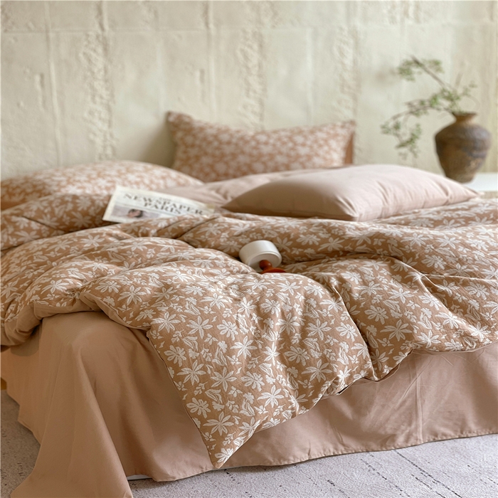 91家纺网 家纺一手货源 找家纺 佰亿莱 2026新款棉麻双层纱四件套 茉莉-卡其