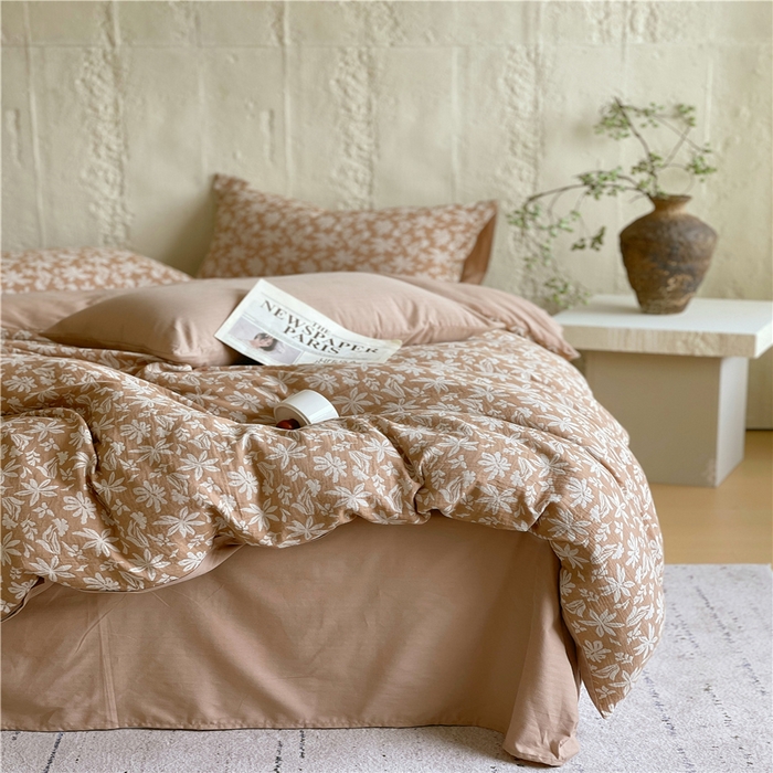 91家纺网 家纺一手货源 找家纺 佰亿莱 2026新款棉麻双层纱四件套 茉莉-卡其