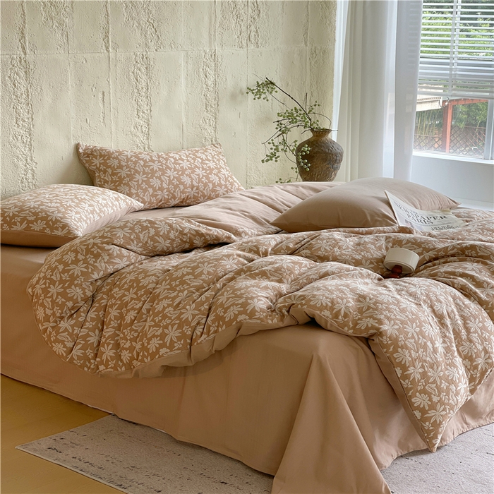 91家纺网 家纺一手货源 找家纺 佰亿莱 2026新款棉麻双层纱四件套 茉莉-卡其