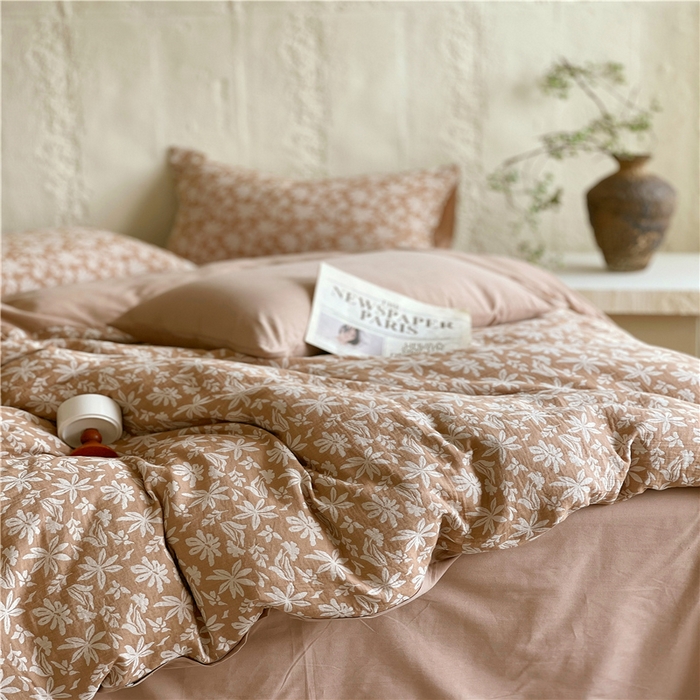 91家纺网 家纺一手货源 找家纺 佰亿莱 2026新款棉麻双层纱四件套 茉莉-卡其