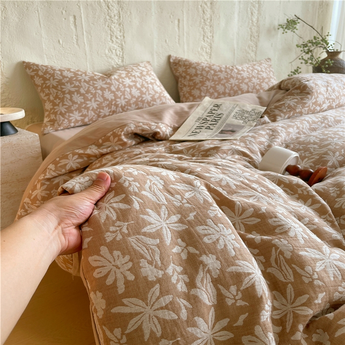 91家纺网 家纺一手货源 找家纺 佰亿莱 2026新款棉麻双层纱四件套 茉莉-卡其