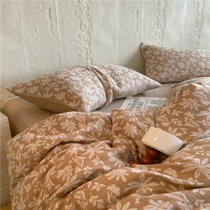 91家纺网 家纺一手货源 找家纺 佰亿莱 2026新款棉麻双层纱四件套 茉莉-卡其