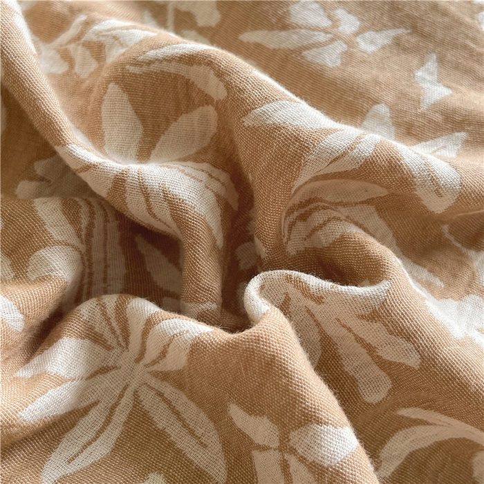 91家纺网 家纺一手货源 找家纺 佰亿莱 2026新款棉麻双层纱四件套 茉莉-卡其