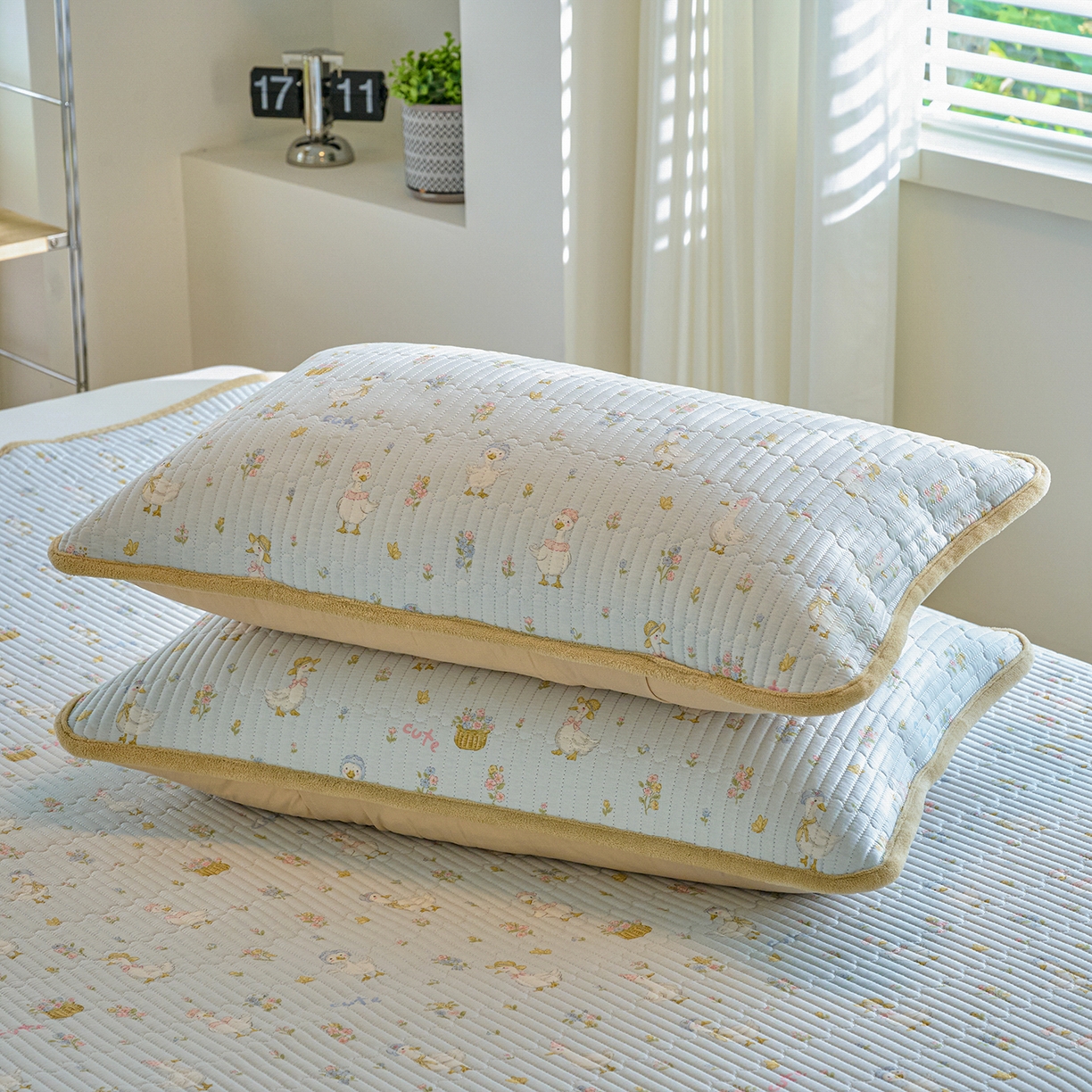 91家纺网 家纺一手货源 找家纺 X猫先生 2025新品棉加绒床盖一面全棉一面牛奶绒床盖炕盖加厚床单床垫四季款 萌萌鸭（A棉B绒）