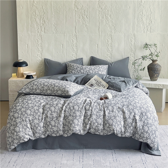 佰亿莱 2026新款棉麻双层纱四件套 茉莉-深灰