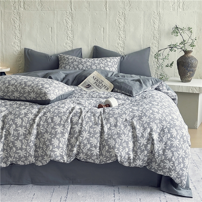 91家纺网 家纺一手货源 找家纺 佰亿莱 2026新款棉麻双层纱四件套 茉莉-深灰