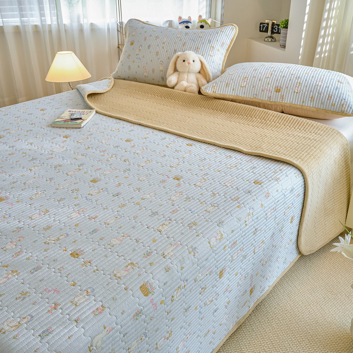 91家纺网 家纺一手货源 找家纺 X猫先生 2025新品棉加绒床盖一面全棉一面牛奶绒床盖炕盖加厚床单床垫四季款 萌萌鸭（A棉B绒）