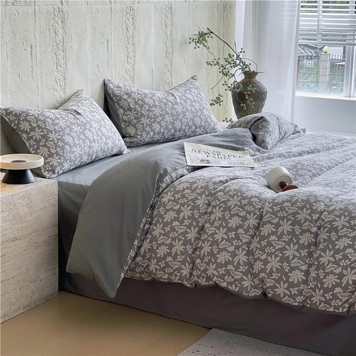 91家纺网 家纺一手货源 找家纺 佰亿莱 2026新款棉麻双层纱四件套 茉莉-深灰