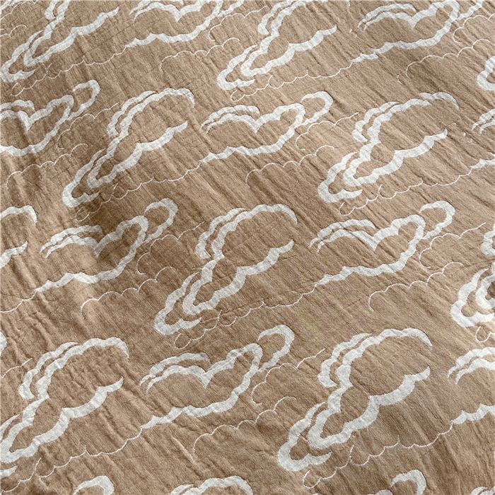 91家纺网 家纺一手货源 找家纺 佰亿莱 2026新款棉麻双层纱四件套 云海