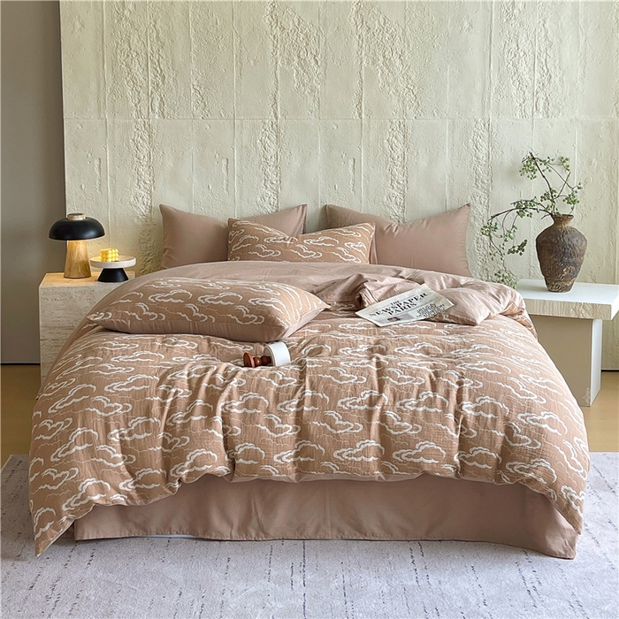 佰亿莱 2026新款棉麻双层纱四件套 云海