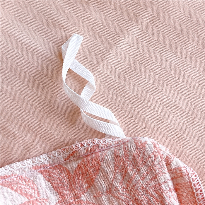 91家纺网 家纺一手货源 找家纺 佰亿莱 2026新款棉麻双层纱四件套 云木林-粉