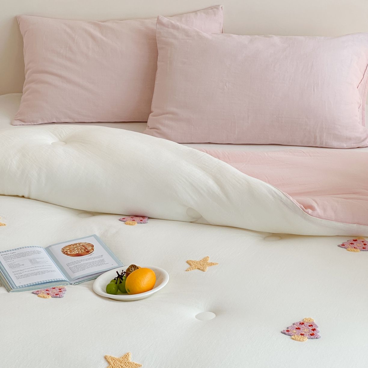 91家纺网 家纺一手货源 找家纺 一加一 2025新款全棉双层皱皱纱毛巾绣抗菌大豆被芯 星愿树