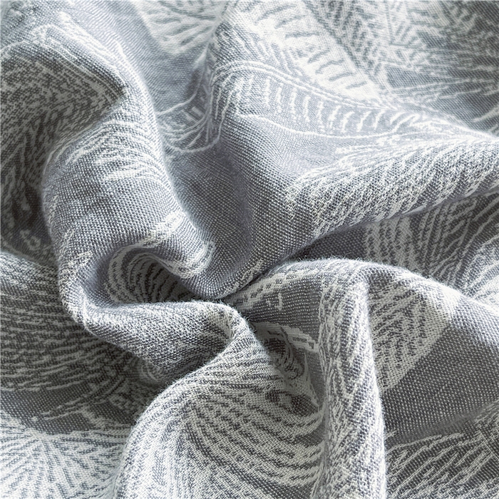 91家纺网 家纺一手货源 找家纺 佰亿莱 2026新款棉麻双层纱四件套 云木林-灰