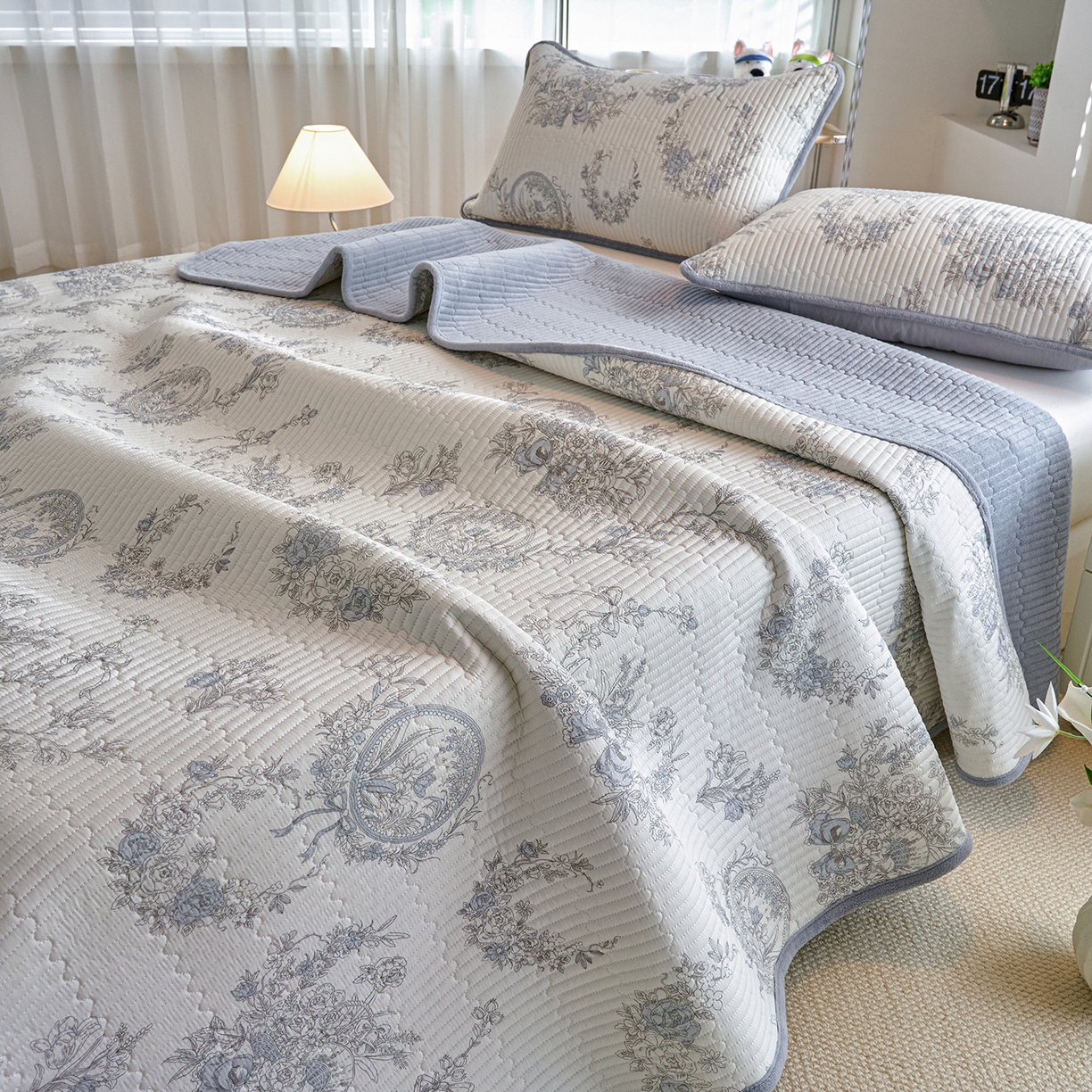 X猫先生 2025新品棉加绒床盖一面全棉一面牛奶绒床盖炕盖加厚床单床垫四季款 莫奈花园（A棉B绒）