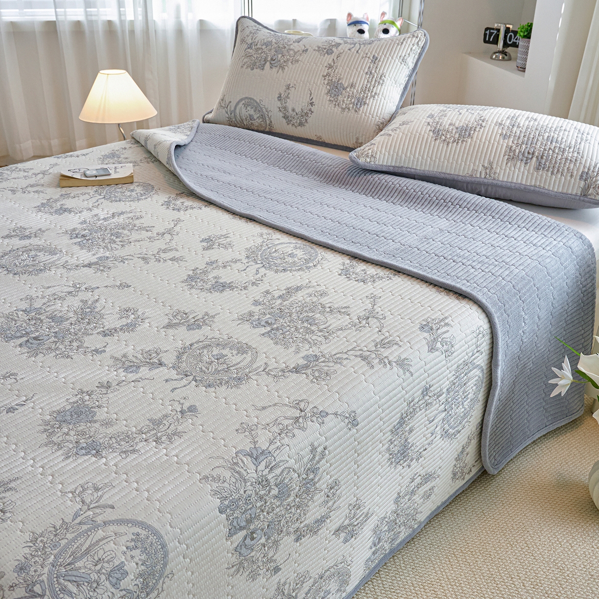 91家纺网 家纺一手货源 找家纺 X猫先生 2025新品棉加绒床盖一面全棉一面牛奶绒床盖炕盖加厚床单床垫四季款 莫奈花园（A棉B绒）