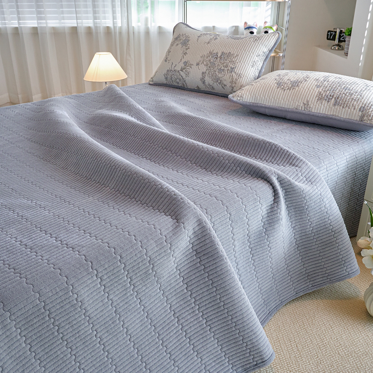 91家纺网 家纺一手货源 找家纺 X猫先生 2025新品棉加绒床盖一面全棉一面牛奶绒床盖炕盖加厚床单床垫四季款 莫奈花园（A棉B绒）