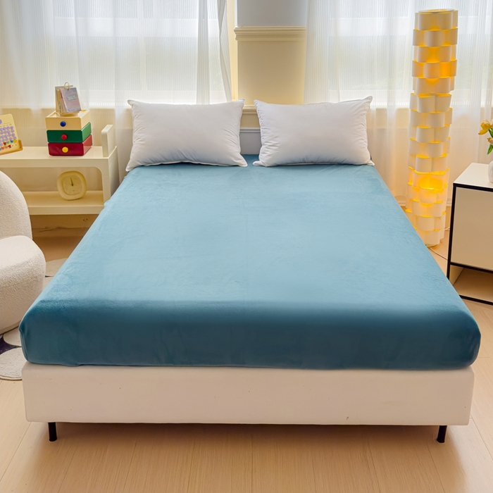 睡美人 2025新款亲肤舒适牛奶绒单品系列单床笠单品床笠单件床笠 星空蓝