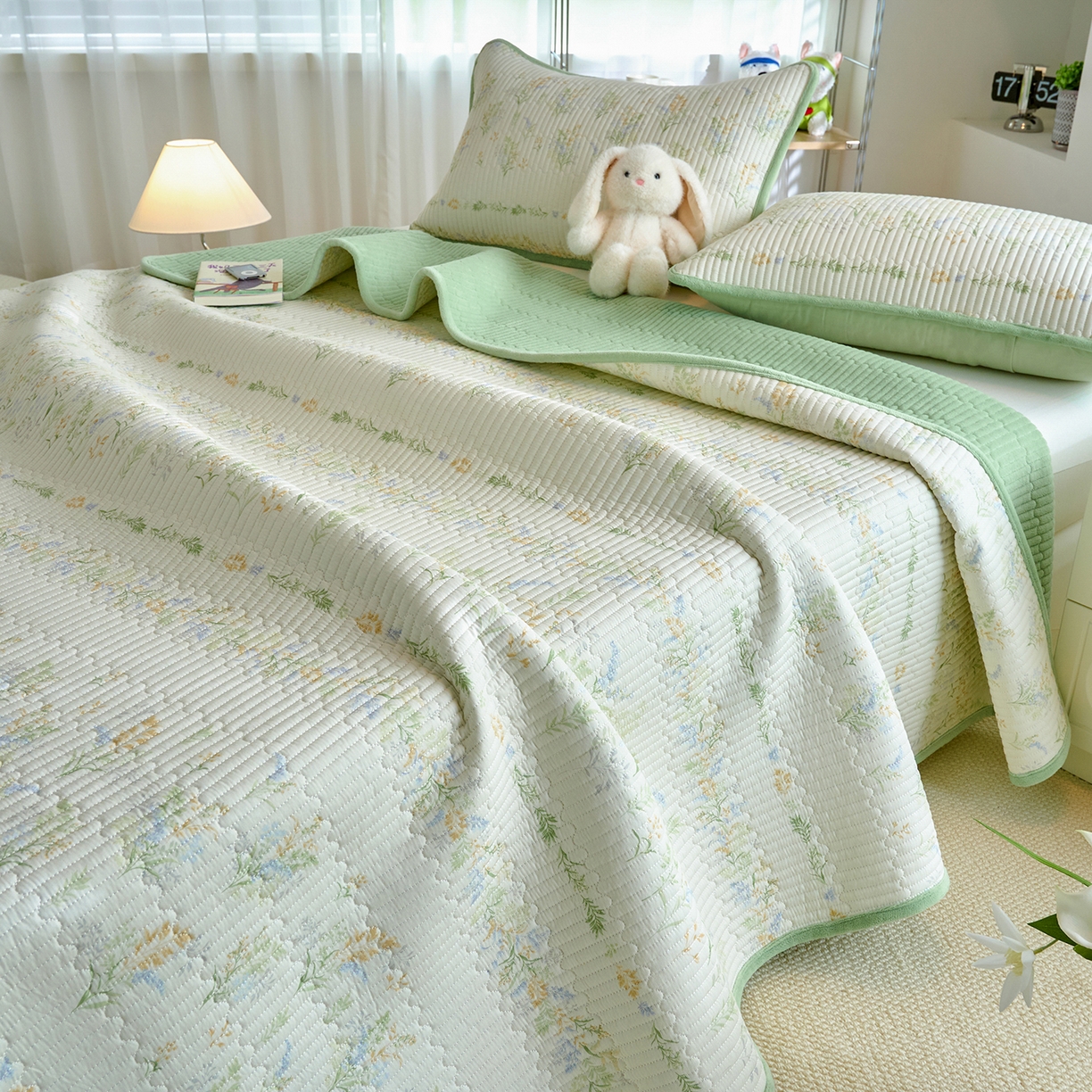 X猫先生 2025新品棉加绒床盖一面全棉一面牛奶绒床盖炕盖加厚床单床垫四季款 丛草集（A棉B绒）