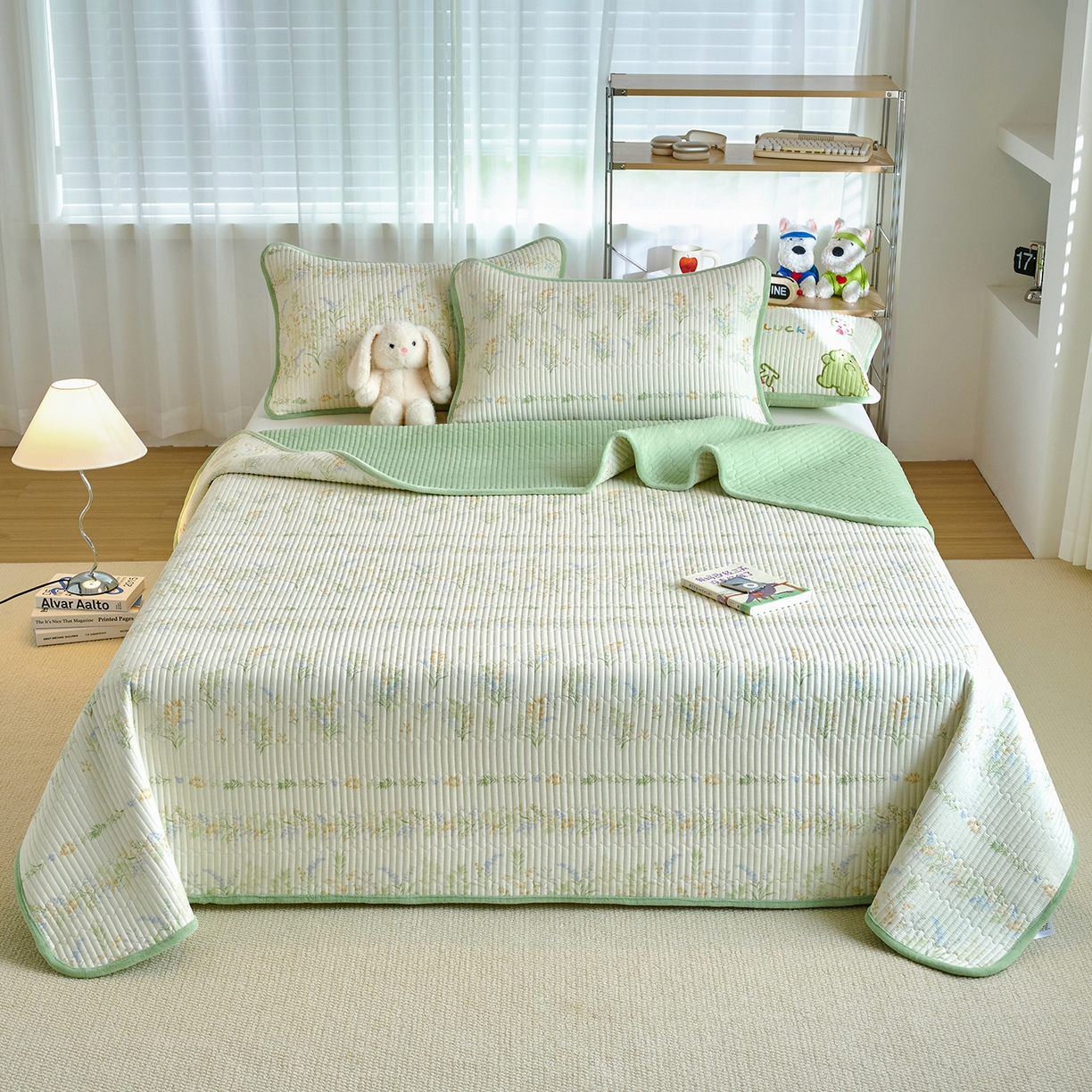 91家纺网 家纺一手货源 找家纺 X猫先生 2025新品棉加绒床盖一面全棉一面牛奶绒床盖炕盖加厚床单床垫四季款 丛草集（A棉B绒）