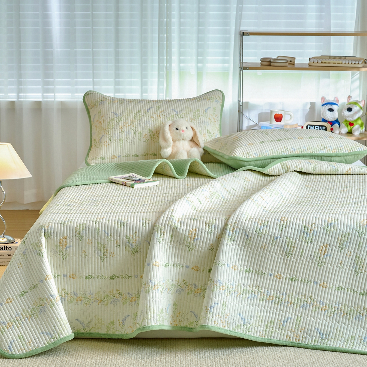 91家纺网 家纺一手货源 找家纺 X猫先生 2025新品棉加绒床盖一面全棉一面牛奶绒床盖炕盖加厚床单床垫四季款 丛草集（A棉B绒）