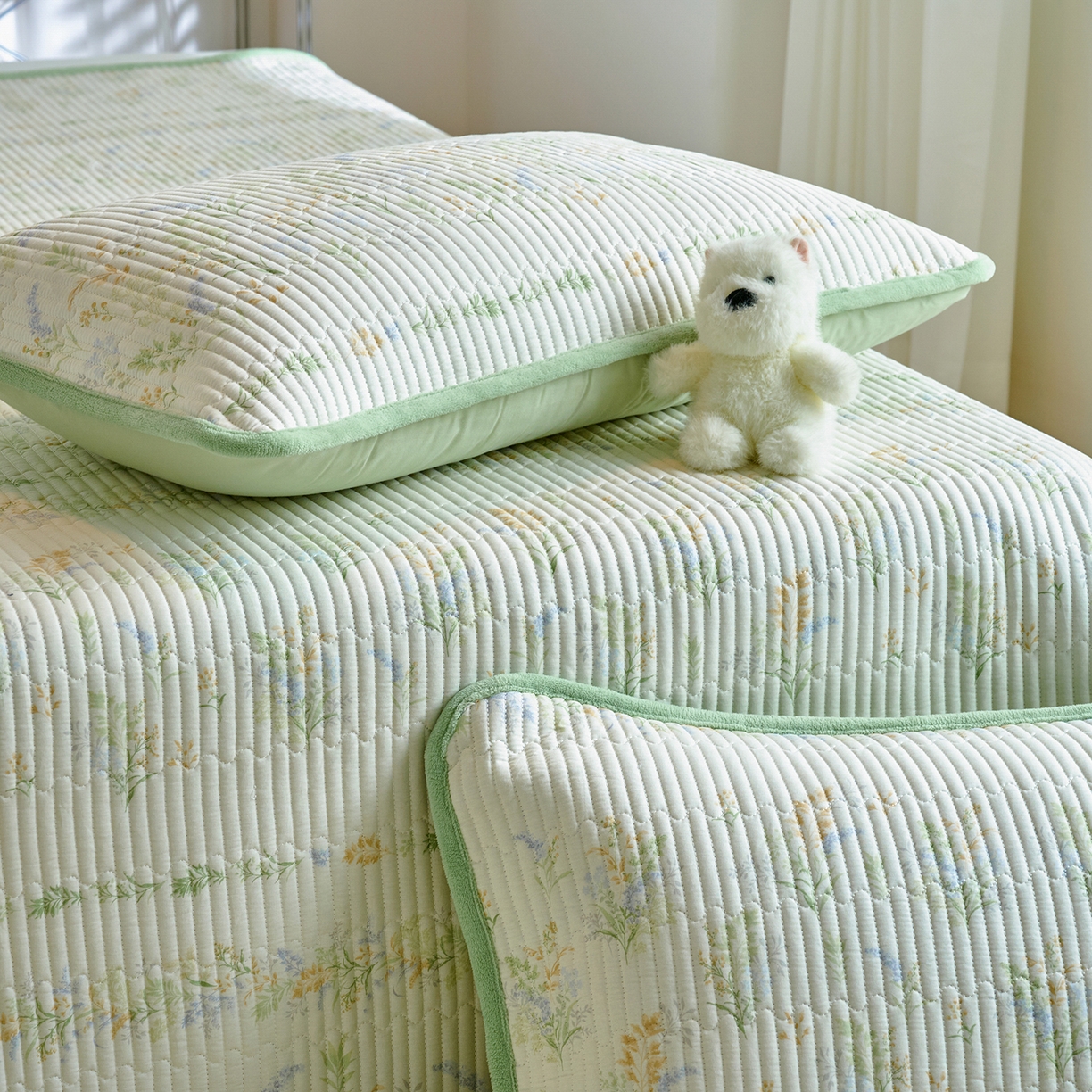 91家纺网 家纺一手货源 找家纺 X猫先生 2025新品棉加绒床盖一面全棉一面牛奶绒床盖炕盖加厚床单床垫四季款 丛草集（A棉B绒）