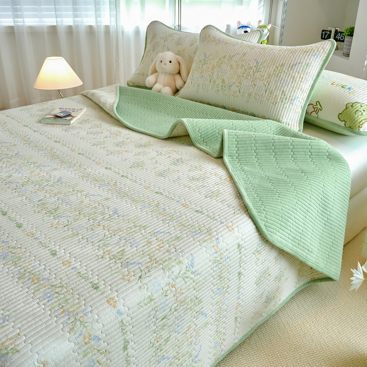 91家纺网 家纺一手货源 找家纺 X猫先生 2025新品棉加绒床盖一面全棉一面牛奶绒床盖炕盖加厚床单床垫四季款 丛草集（A棉B绒）