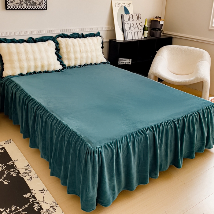 91家纺网 家纺一手货源 找家纺 （总）睡美人 2025新款亲肤舒适牛奶绒单品系列单床裙单品床裙单件床裙