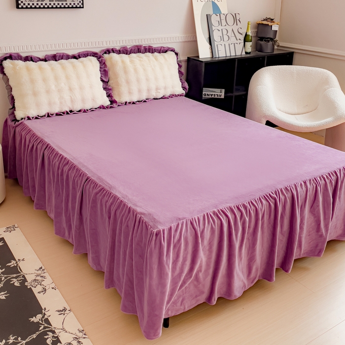睡美人 2025新款亲肤舒适牛奶绒单品系列单床裙单品床裙单件床裙 薰衣紫