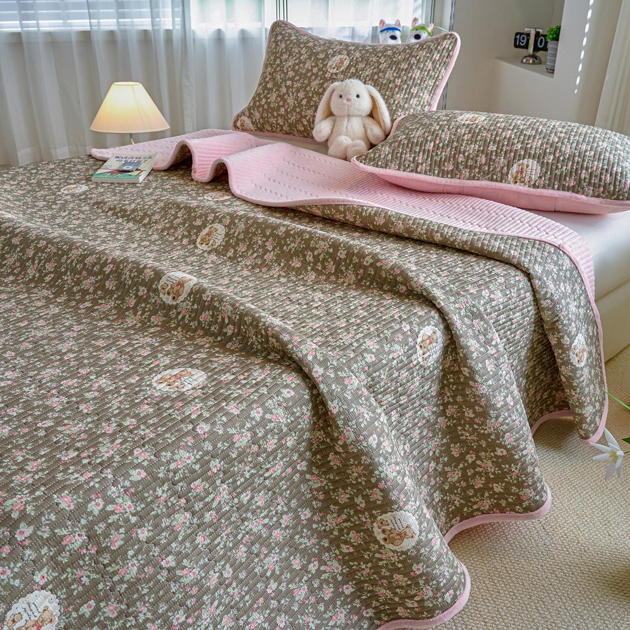 X猫先生 2025新品棉加绒床盖一面全棉一面牛奶绒床盖炕盖加厚床单床垫四季款 繁华小熊（A棉B绒）