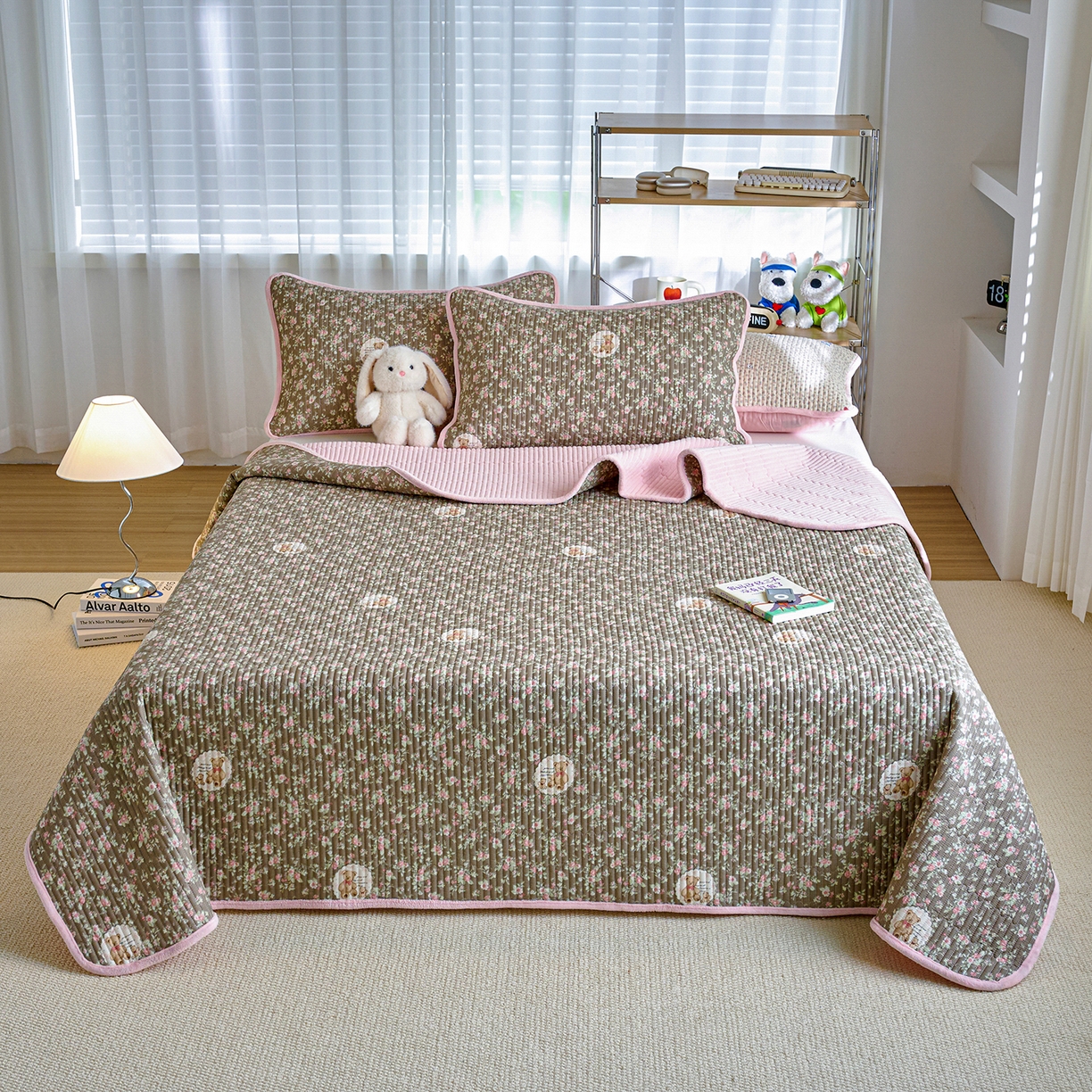 91家纺网 家纺一手货源 找家纺 X猫先生 2025新品棉加绒床盖一面全棉一面牛奶绒床盖炕盖加厚床单床垫四季款 繁华小熊（A棉B绒）