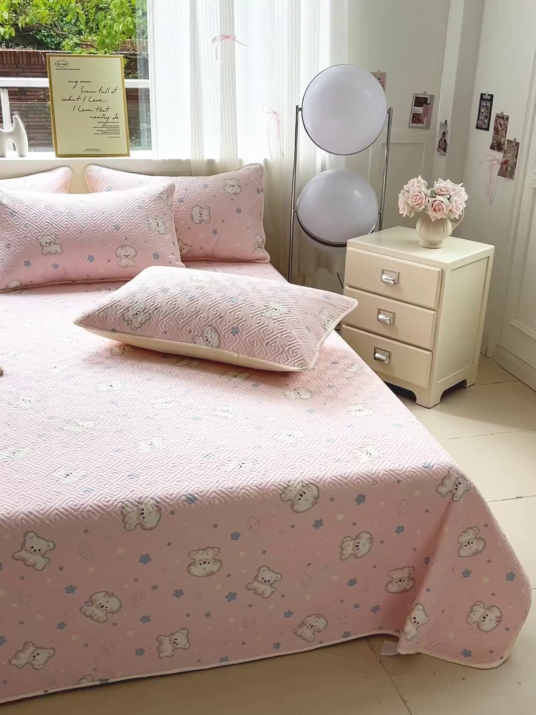 91家纺网 家纺一手货源 找家纺 羽爱家纺 2025新款A类双面印花全棉水洗床盖套件-三件套 星星汪