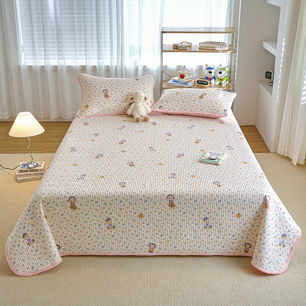 91家纺网 家纺一手货源 找家纺 X猫先生 2025新品棉加绒床盖一面全棉一面牛奶绒床盖炕盖加厚床单床垫四季款 花田囡囡（A棉B绒）