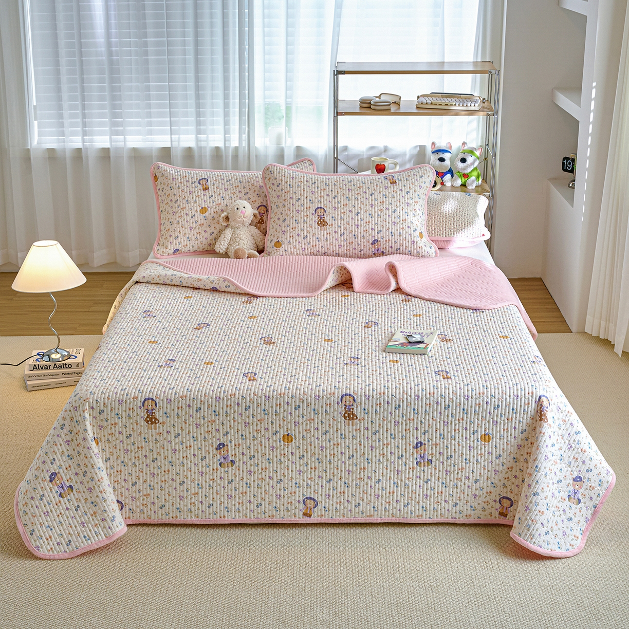 91家纺网 家纺一手货源 找家纺 X猫先生 2025新品棉加绒床盖一面全棉一面牛奶绒床盖炕盖加厚床单床垫四季款 花田囡囡（A棉B绒）