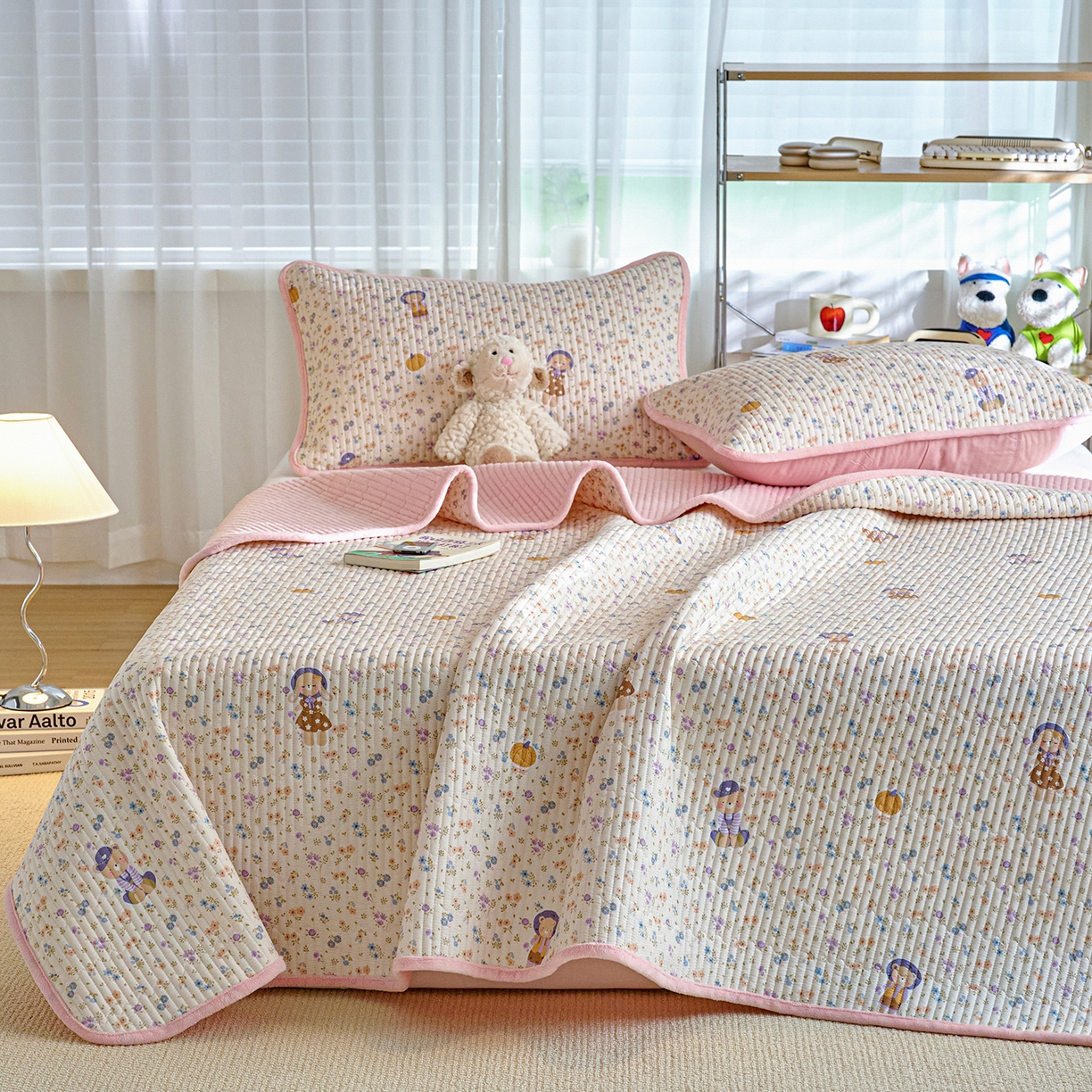 91家纺网 家纺一手货源 找家纺 X猫先生 2025新品棉加绒床盖一面全棉一面牛奶绒床盖炕盖加厚床单床垫四季款 花田囡囡（A棉B绒）