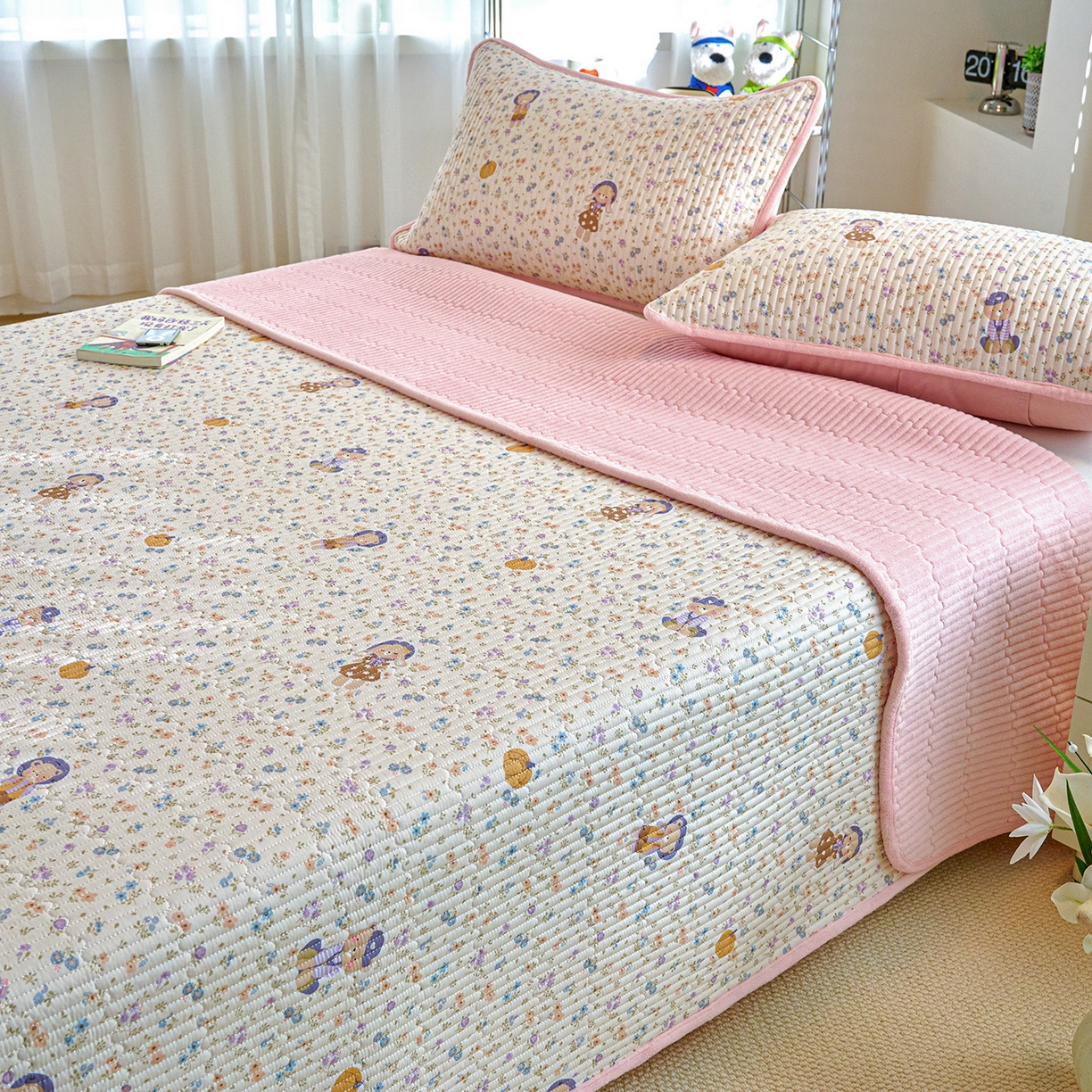 91家纺网 家纺一手货源 找家纺 X猫先生 2025新品棉加绒床盖一面全棉一面牛奶绒床盖炕盖加厚床单床垫四季款 花田囡囡（A棉B绒）