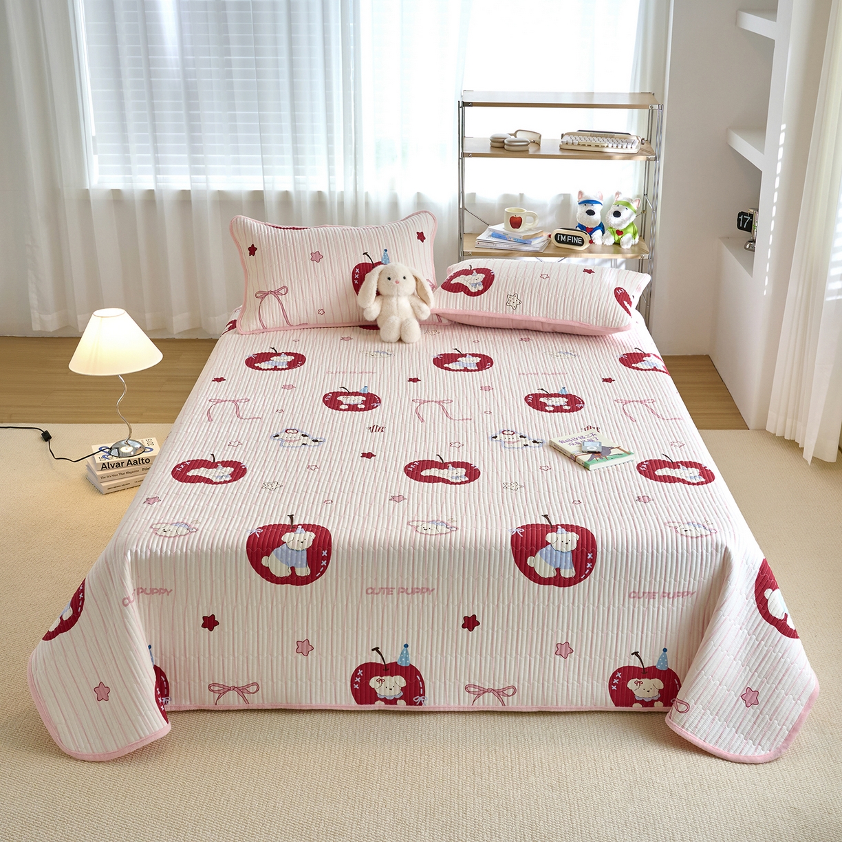 91家纺网 家纺一手货源 找家纺 X猫先生 2025新品棉加绒床盖一面全棉一面牛奶绒床盖炕盖加厚床单床垫四季款 甜心苹果派对（A棉B绒）