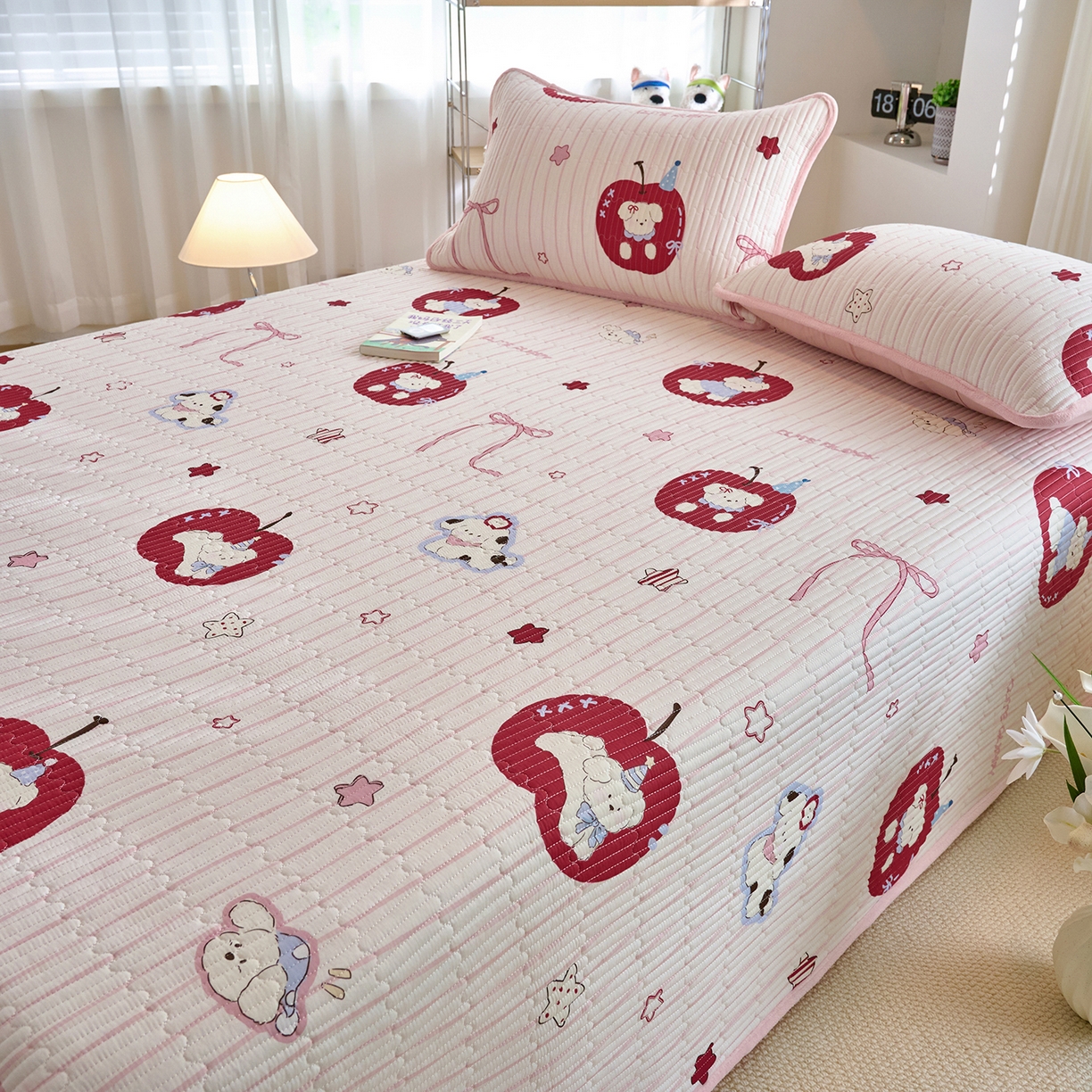 91家纺网 家纺一手货源 找家纺 X猫先生 2025新品棉加绒床盖一面全棉一面牛奶绒床盖炕盖加厚床单床垫四季款 甜心苹果派对（A棉B绒）