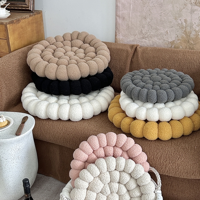91家纺网 家纺一手货源 找家纺 （总）李帅家居 2025新款简约纯色编织饼干坐垫ins奶油风飘窗沙发靠垫法式奶油风可爱轻奢民宿客厅小众抱枕套