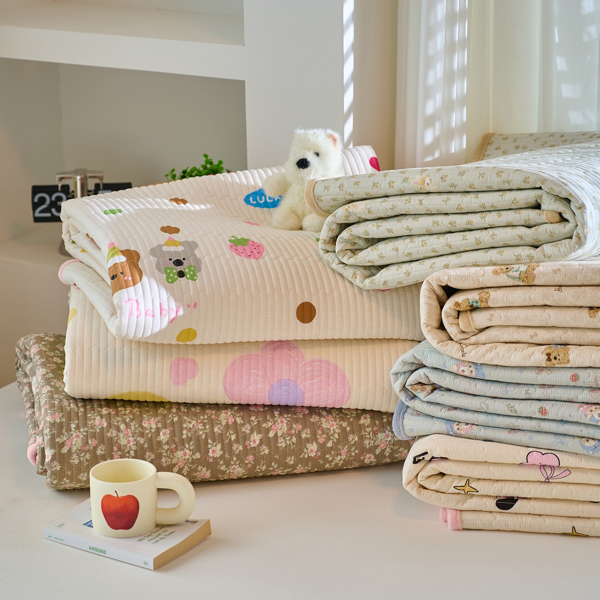 91家纺网 家纺一手货源 找家纺 X猫先生 2025新品棉加绒床盖一面全棉一面牛奶绒床盖炕盖加厚床单床垫四季款 组合图