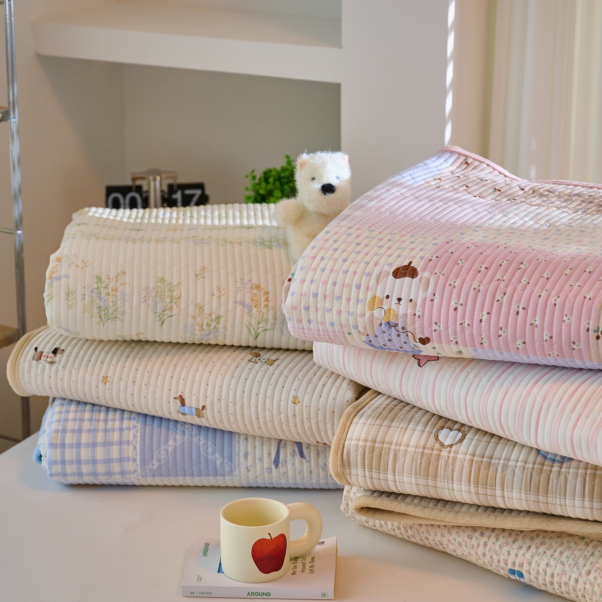 91家纺网 家纺一手货源 找家纺 X猫先生 2025新品棉加绒床盖一面全棉一面牛奶绒床盖炕盖加厚床单床垫四季款 组合图