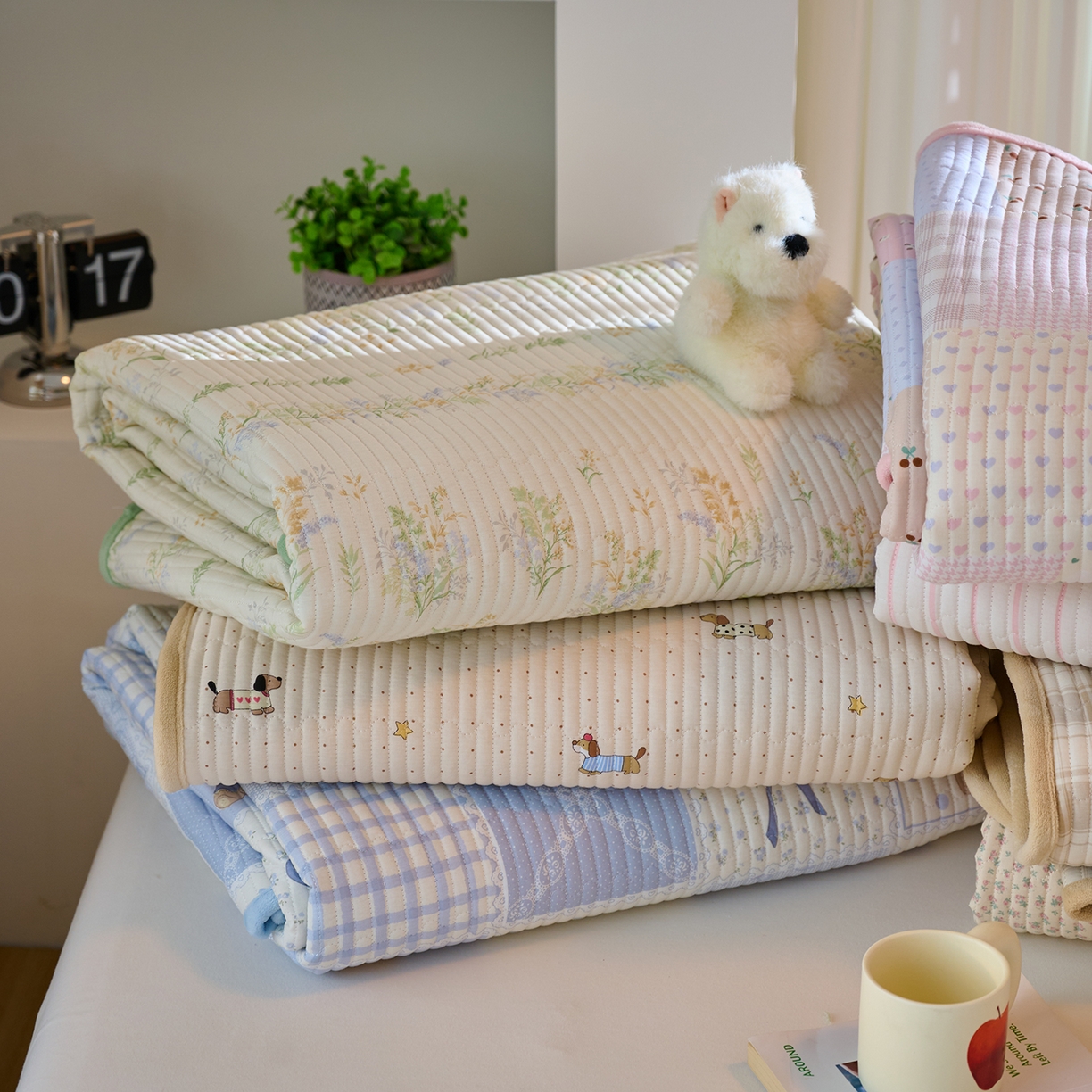 91家纺网 家纺一手货源 找家纺 X猫先生 2025新品棉加绒床盖一面全棉一面牛奶绒床盖炕盖加厚床单床垫四季款 组合图