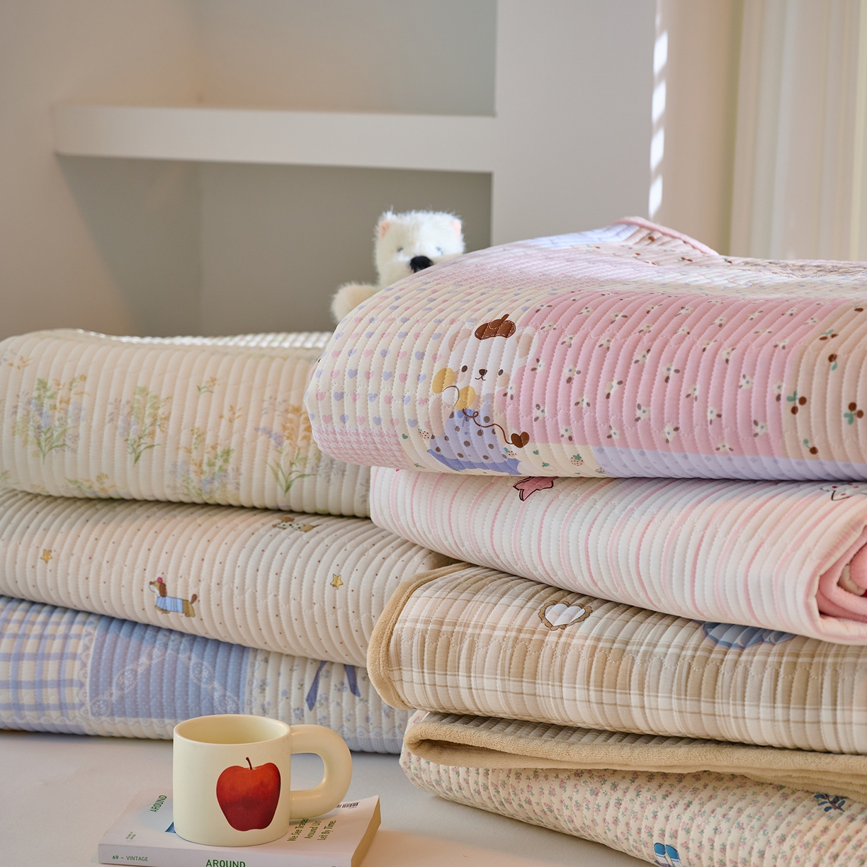 91家纺网 家纺一手货源 找家纺 X猫先生 2025新品棉加绒床盖一面全棉一面牛奶绒床盖炕盖加厚床单床垫四季款 组合图