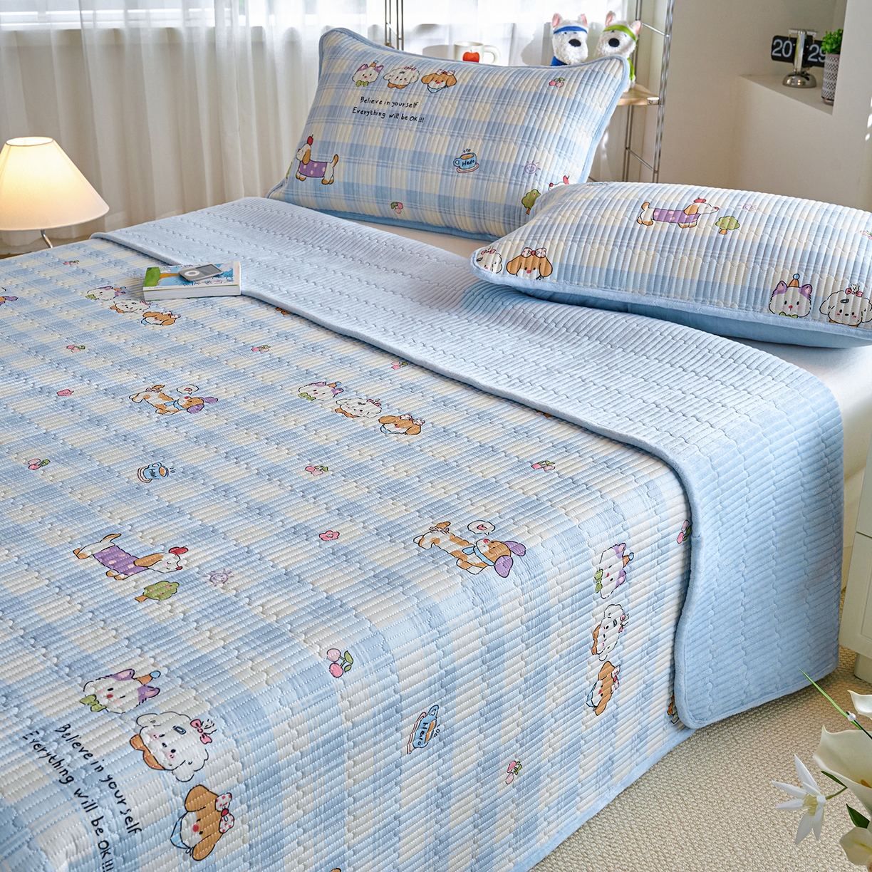 91家纺网 家纺一手货源 找家纺 X猫先生 2025新品棉加绒床盖一面全棉一面牛奶绒床盖炕盖加厚床单床垫四季款 逗号日记（A棉B绒）